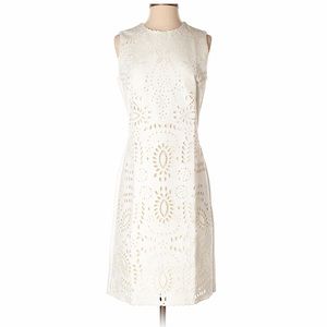 Rare J. McLaughlin sleeveless eyelet dress.  XS. Off-white.